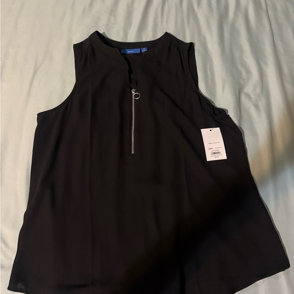 Apt. 9 Black Sleeveless Blouse with Zipper
